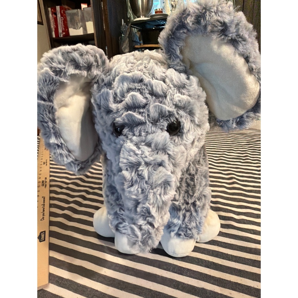 Walmart Blue Gray Elephant Plush Stuffed Animal Swirl Textured Fur Large Ears